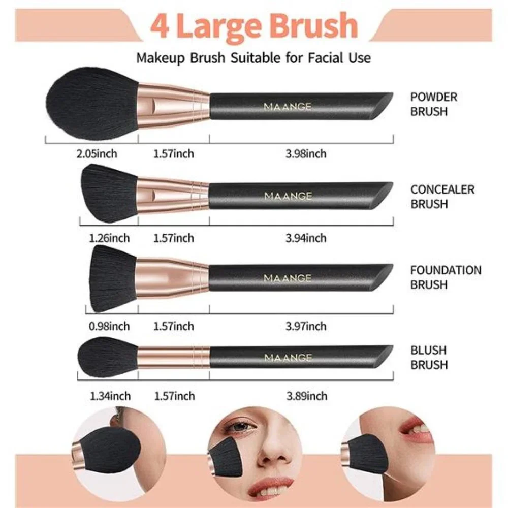 10Pcs Professional Makeup Brush Set with Black Case